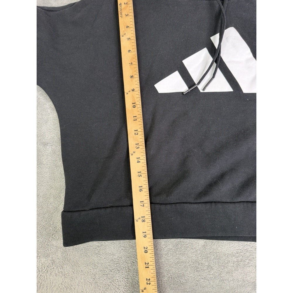 Adidas Essentials Big Logo Cropped Hoodie Women's Size Medium Black - Picture 10 of 10
